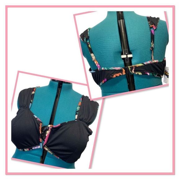 Time & Tru Size 3X Wide Strap V Wire Floral Bikini Top - Picture 9 of 13